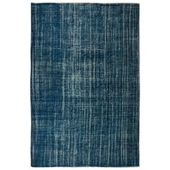 7x10.3 Ft Contemporary Handmade Turkish Wool Area Rug in Navy Blue Color (Tapis de laine turque fait à la main)