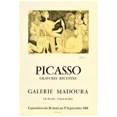 Original Vintage Art Exhibition Poster Pablo Picasso Recent Engravings Madoura