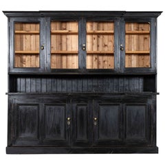 Antique Large 19thC English Ebonised Pine Butlers Pantry Cabinet