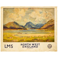 Original Vintage Train Travel Poster North West England LMS Railway F Marston