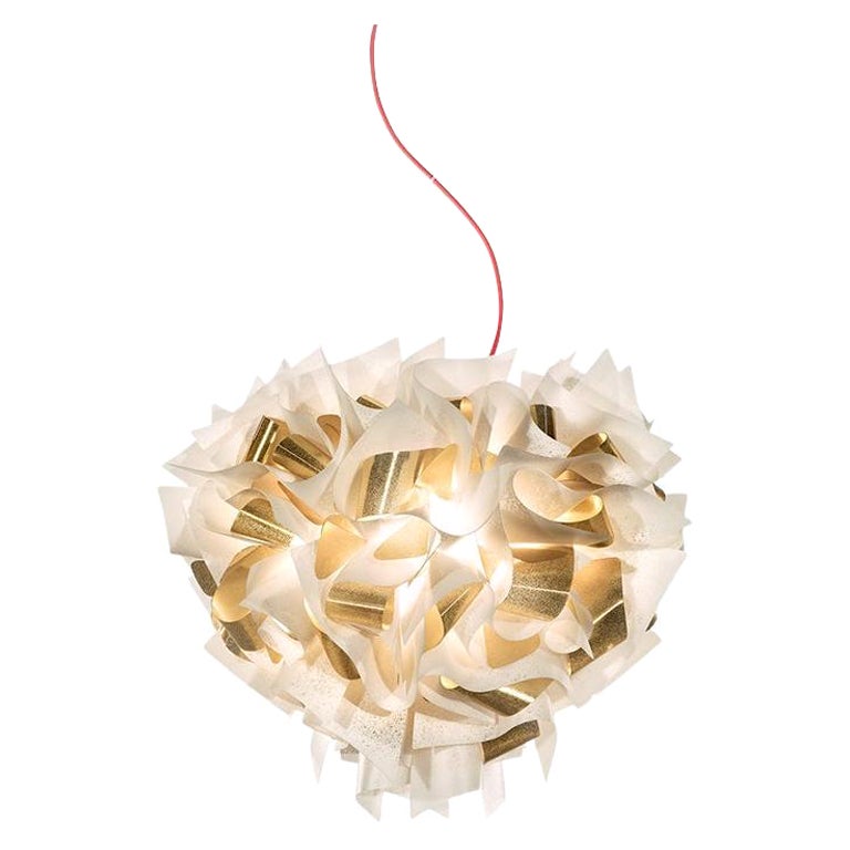SLAMP Veli AUREA Weiß/Gold Medium Hängeleuchte mit Transp-Draht von Adriano Rachele, SLAMP