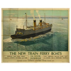 Affiche publicitaire vintage originale de voyage  SS Twickenham Ferry Southern Railway