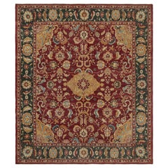 Rug & Kilim: tappeto oversize in stile Agra con motivi floreali rossi, oro e verdi
