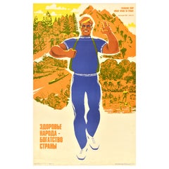 Original Vintage Soviet Propaganda Poster People Health Wealth Of Country USSR