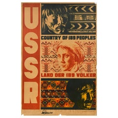 Original Vintage Soviet Travel Poster USSR Country Of 189 Peoples Intourist