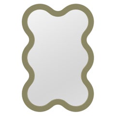 Contemporary Wall Mirror 'Hvyli 6' by Oitoproducts, Green Frame