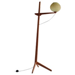 Lampada da terra in legno svedese del Mid-Century