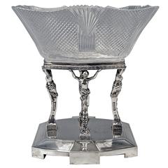 Silver Antique Austrian Art Nouveau Tall Centrepiece Gorgeous Glass Bowl, c.1900 12