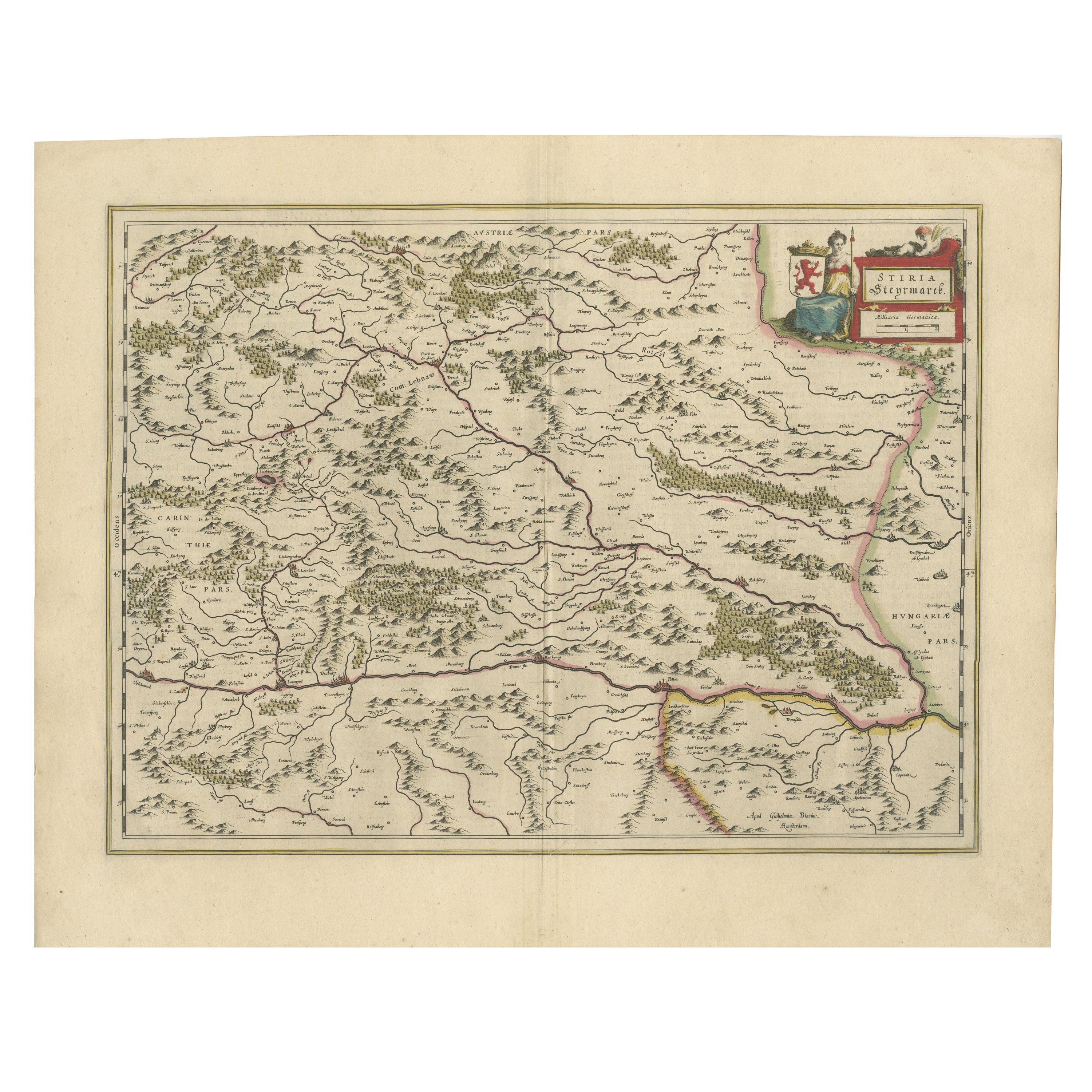 Map of Styria von William Blaeu, 1645: Ein Meisterwerk der Cartografie des 17. Jahrhunderts