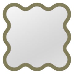 Contemporary Wall Mirror 'Hvyli 8' by Oitoproducts, Green Frame
