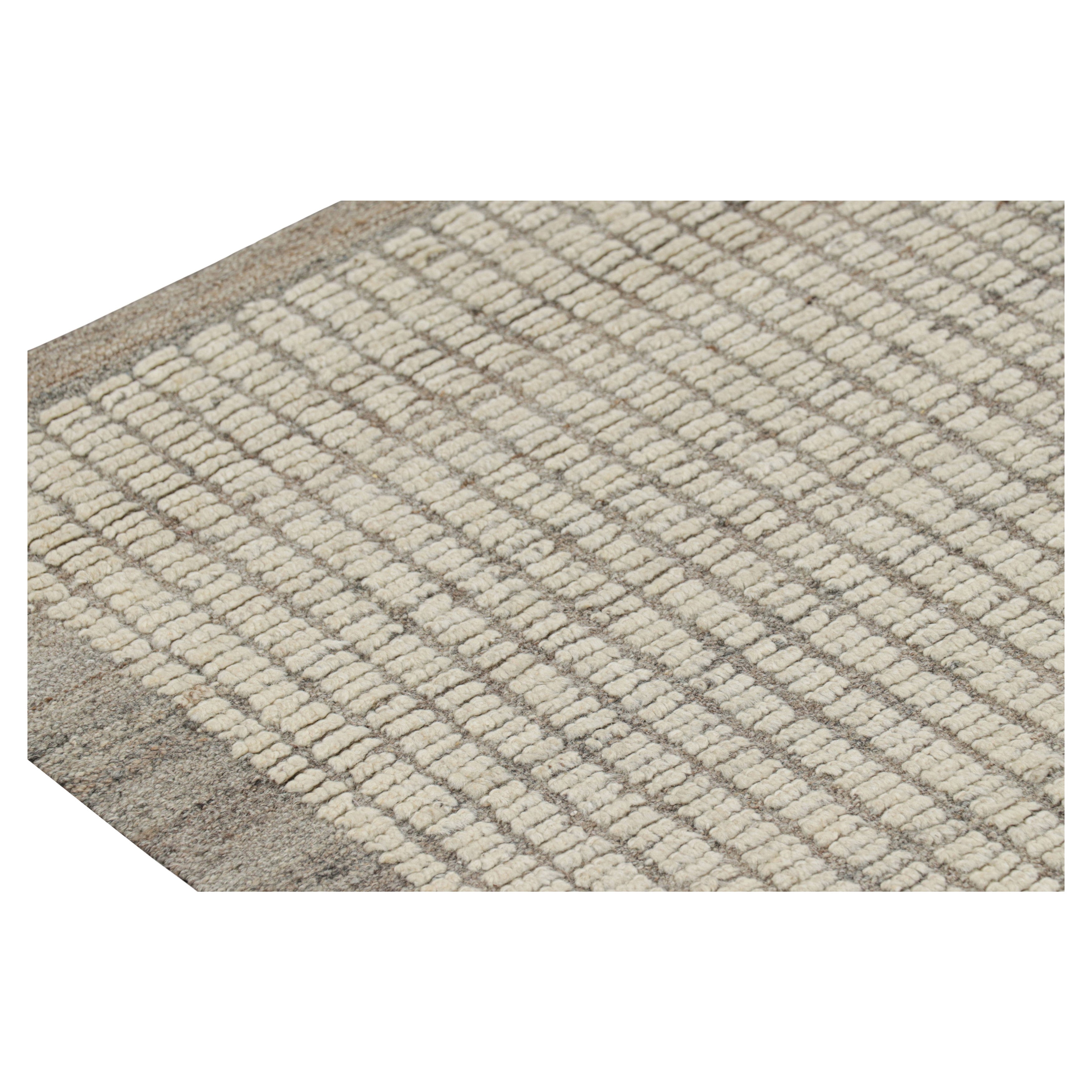Rug & Kilim’s Extra-Long Kilim Runner Rug with White Textural Stripes and Striae