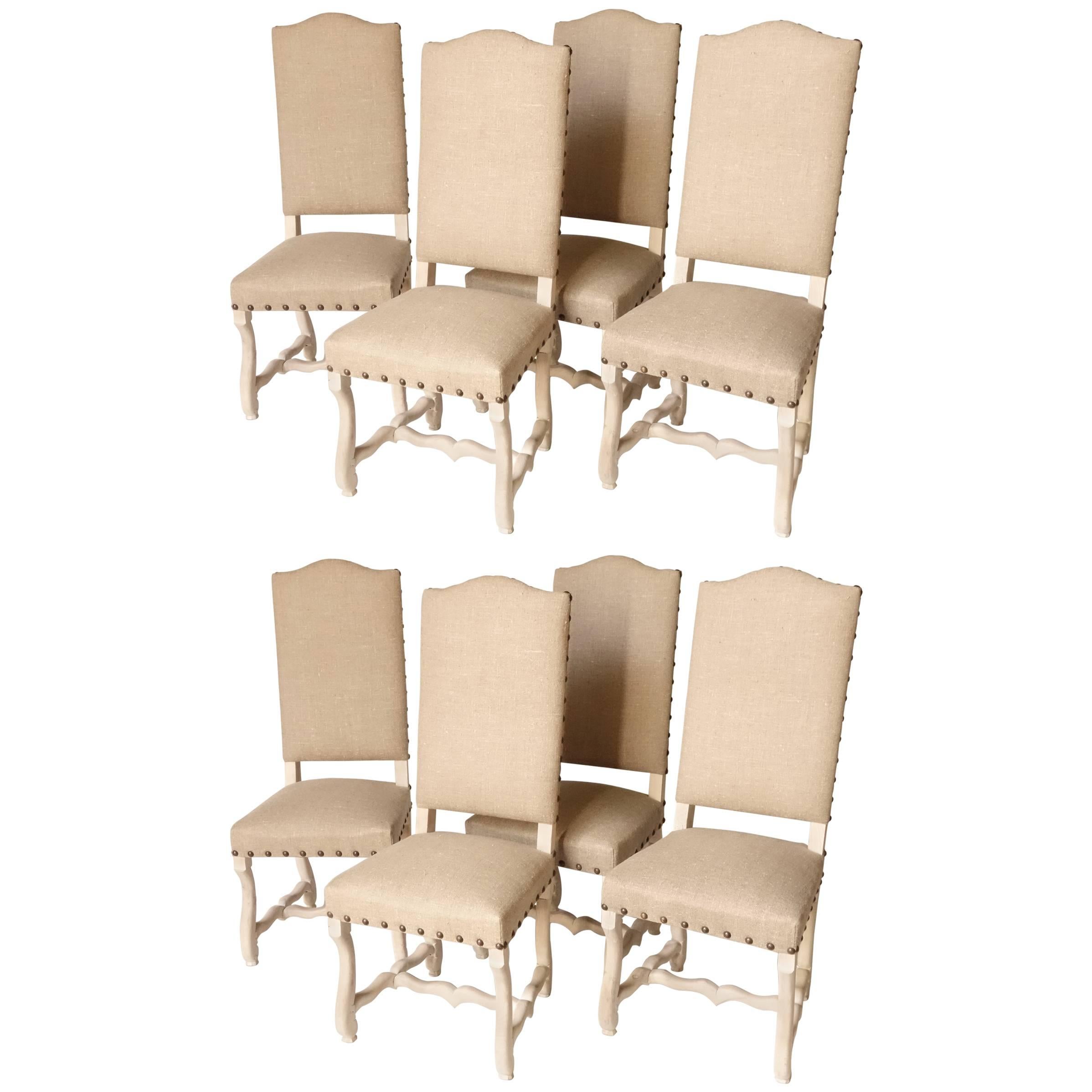 Set of Eight Os Du Mouton Style Dining Chairs For Sale