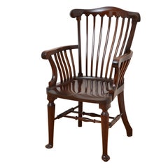 Late Victorian Solid Mahogany Elbow Chair