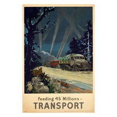 Original Vintage Cartel de Guerra Alimentando a 45 Millones Transporte Segunda Guerra Mundial Frank Mason