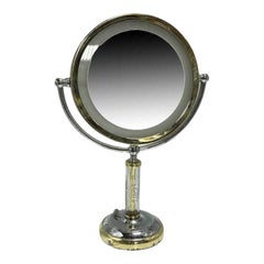 High Style Brass & Chrome Florescence Magnifying Vanity/Jewelry Mirror