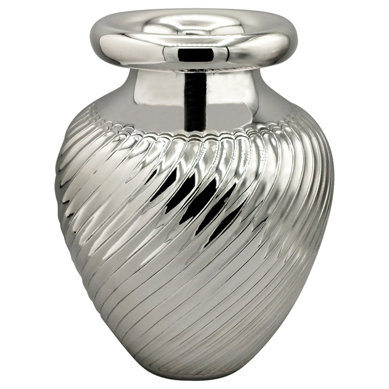 Italienische Vase aus massivem 800er Silber
