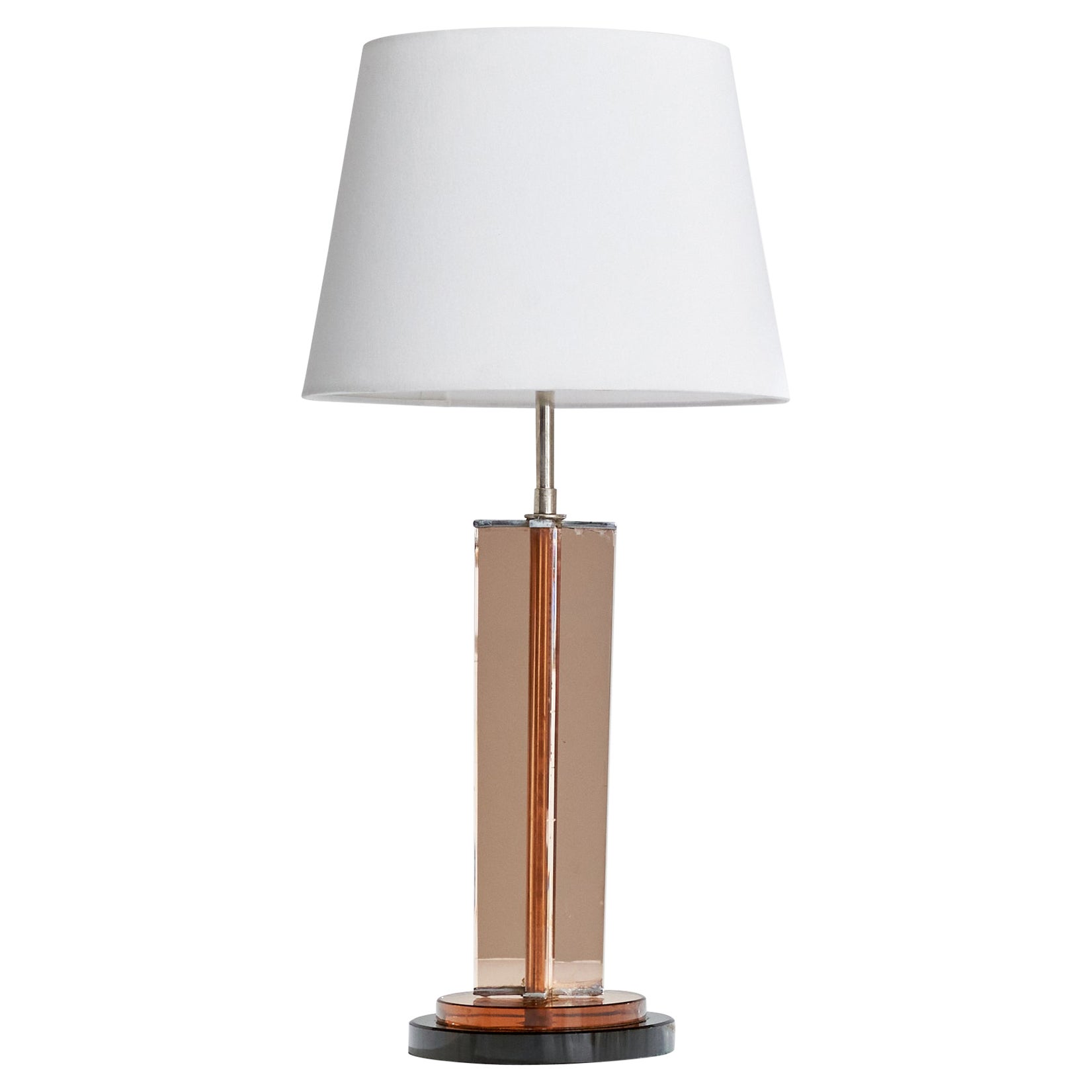American Designer, Table Lamp, Metal, Glass, Marble, USA, 1980s