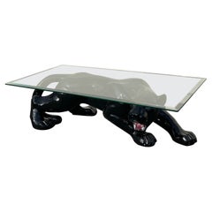 Vintage Ceramic Panther Coffee Table