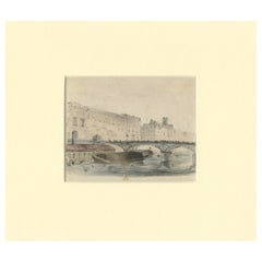 Le Pont des Arts - Eine handkolorierte Ansicht von Paris und der Seine aus dem 19.
