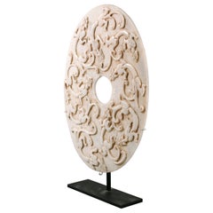 Chinese stone bi on metal stand