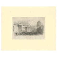 Antique Post Office and St. Paul's Cathedral, London – Engraving by J. Shury, ca. 1850