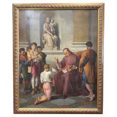 19th Century Italian Framed "Cardinal Blessing" Oil on Canvas Painting