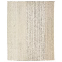 Alfombra moderna de lana Flaweave beige con diseño geométrico