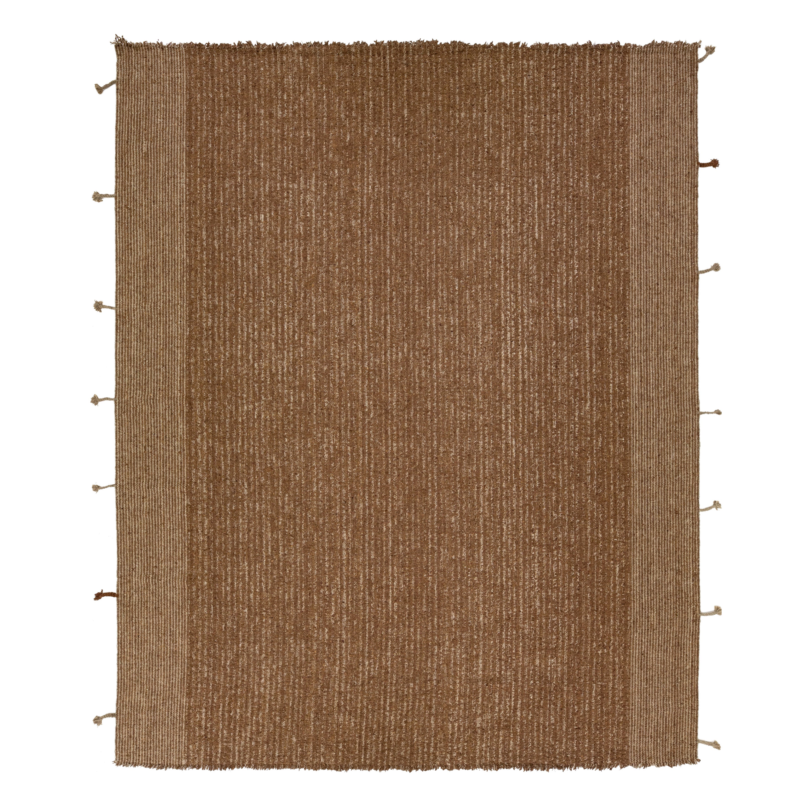 Alfombra moderna de lana Flaweave con diseño de rayas en marrón en venta