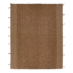Tappeto moderno in lana Flaweave con disegno a righe in marrone