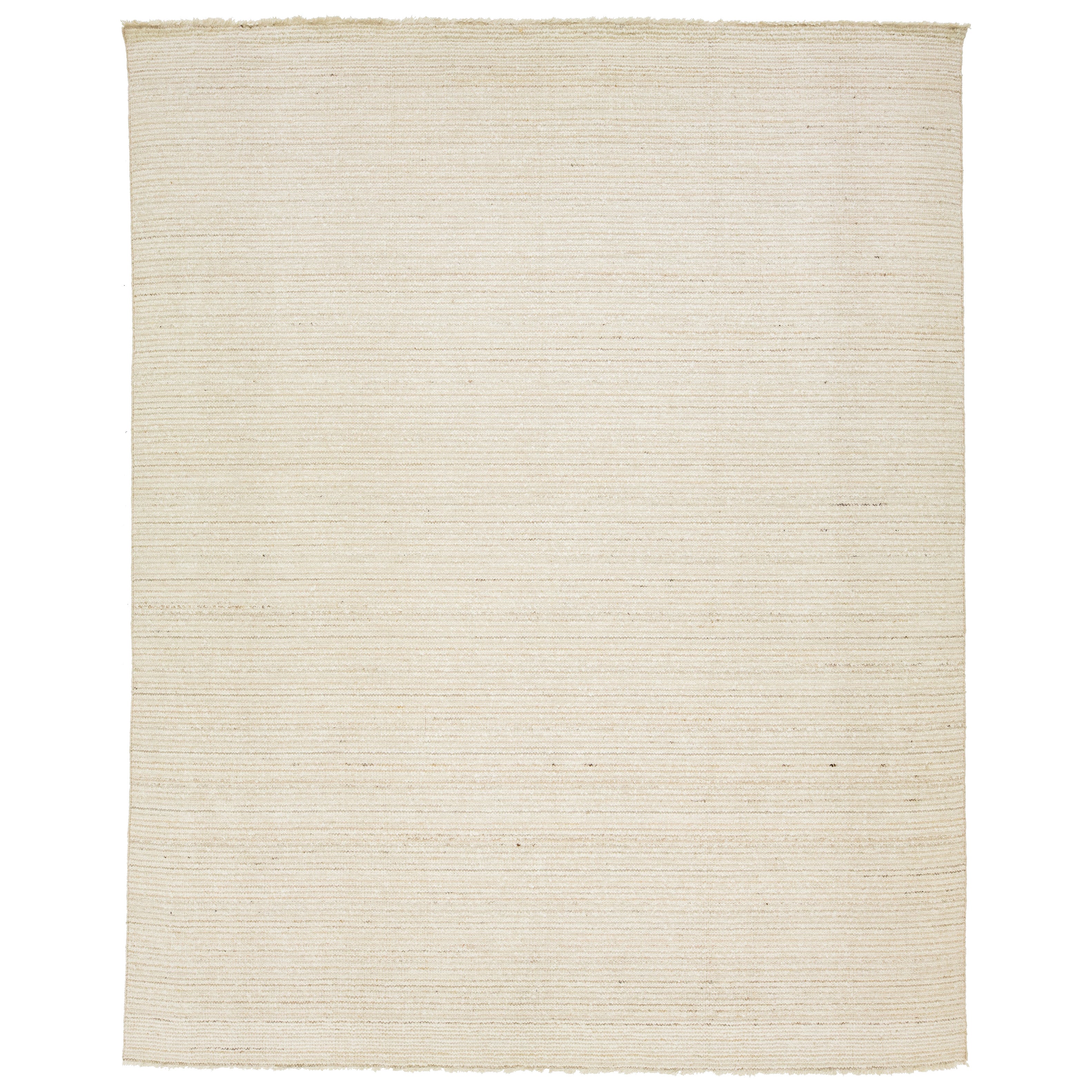 Alfombra moderna de lana Kilim Flaweave beige