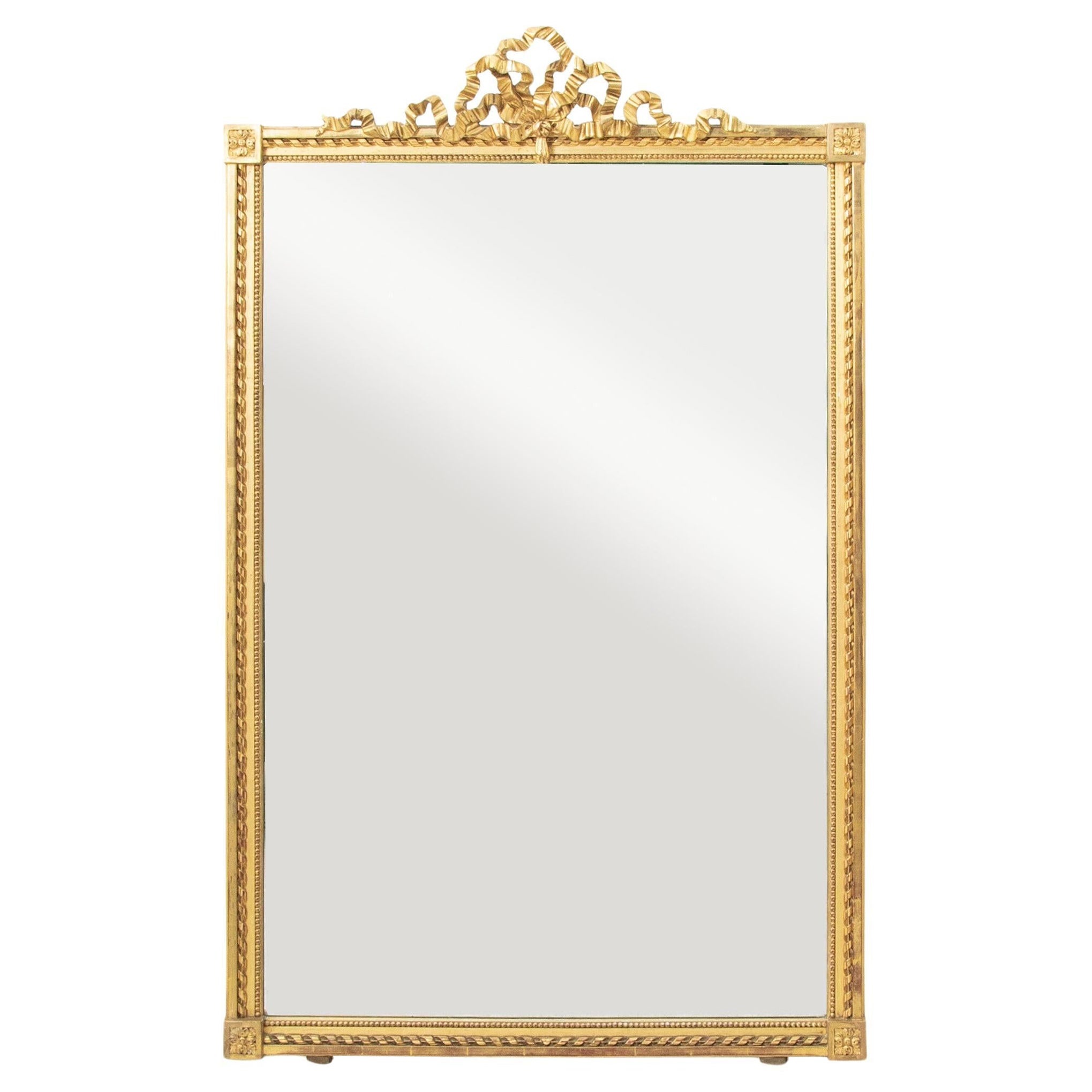 Mitte des 19. Jahrhunderts Französisch Louis XVI-Stil vergoldet Wood Wall Mirror