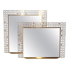 Pair of Midcentury Brass Mirrors 1970s