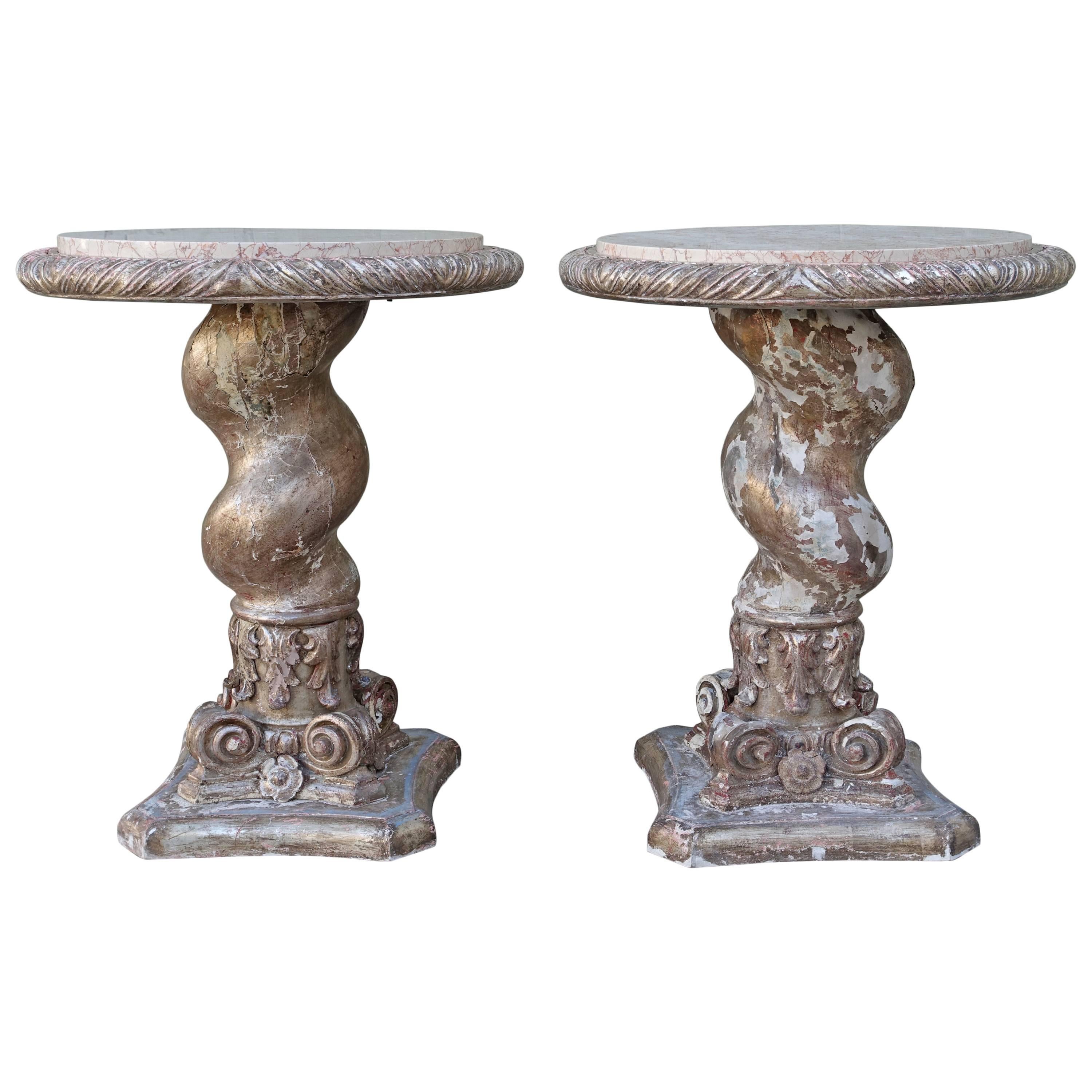 Pair of Italian Twisted Column Tables
