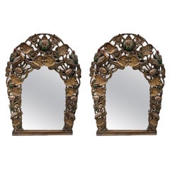 Pair Of Italian Hand Carved Wooden Frame Mirror