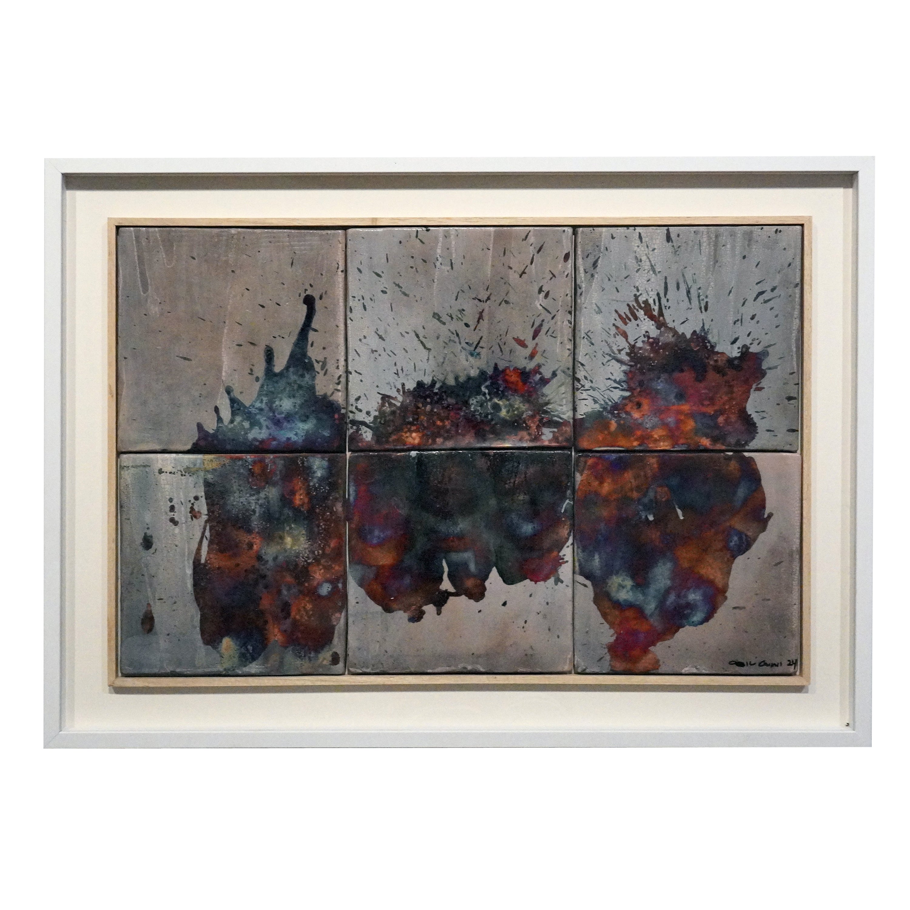 Kaiga 6 - 2' x 3' Arte de Pared en Cerámica Raku Enmarcado - RAAQUU Nº de serie 2400001