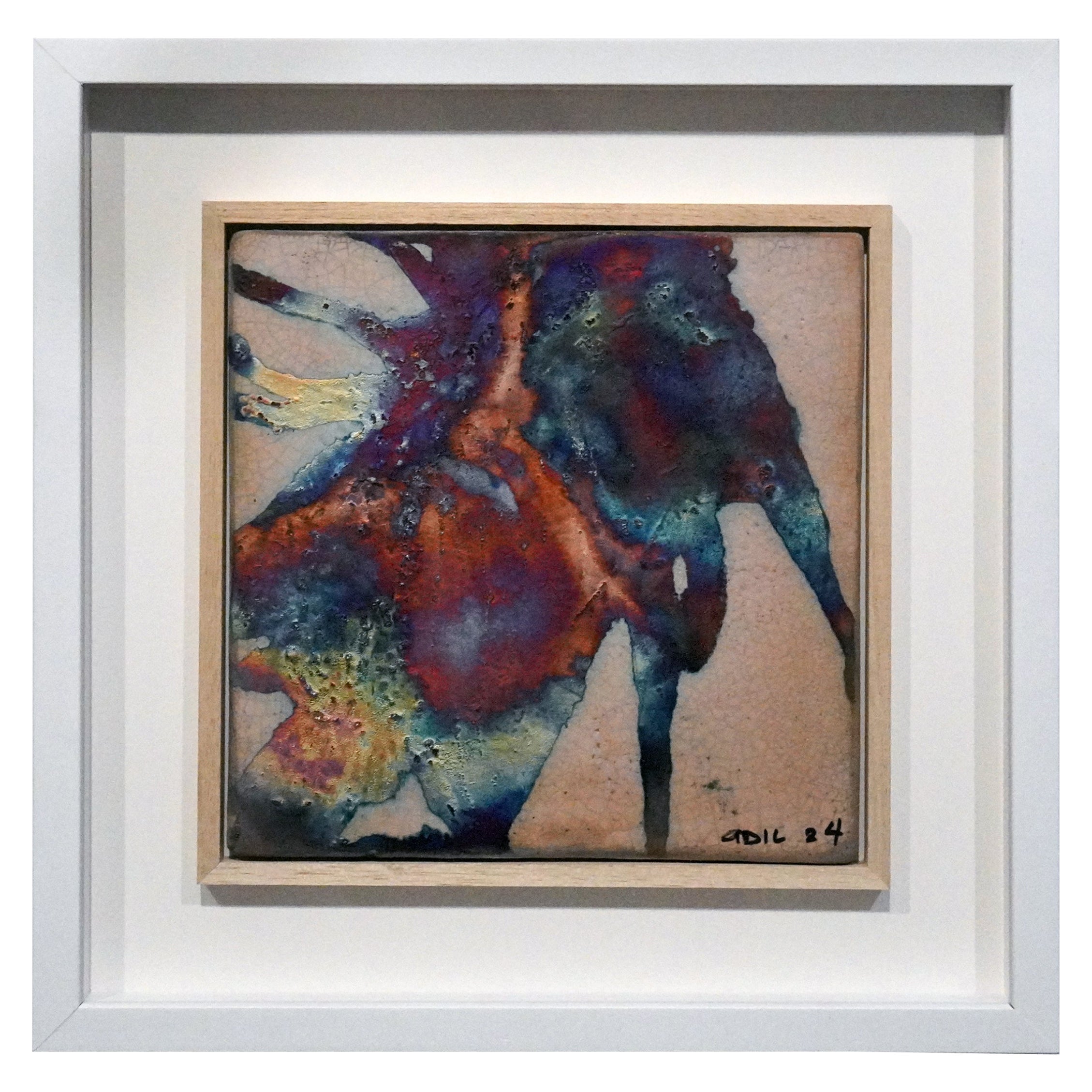 Kaiga 1 - 1' x 1' Arte de Pared en Cerámica Raku Enmarcado - RAAQUU Nº de serie 2400007