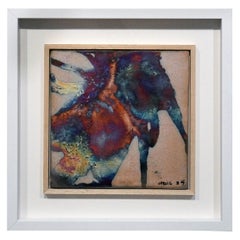 Kaiga 1 - 1' x 1' Arte de Pared en Cerámica Raku Enmarcado - RAAQUU Nº de serie 2400007