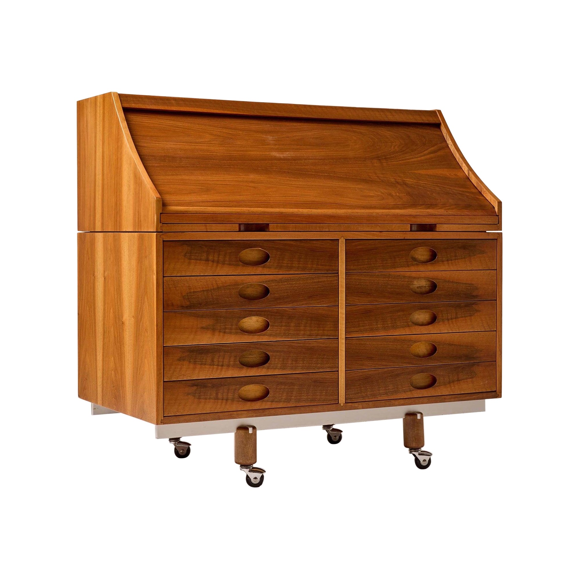 A Rare Modern Tambour Desk Cabinet by Gianfranco Frattini for Bernini