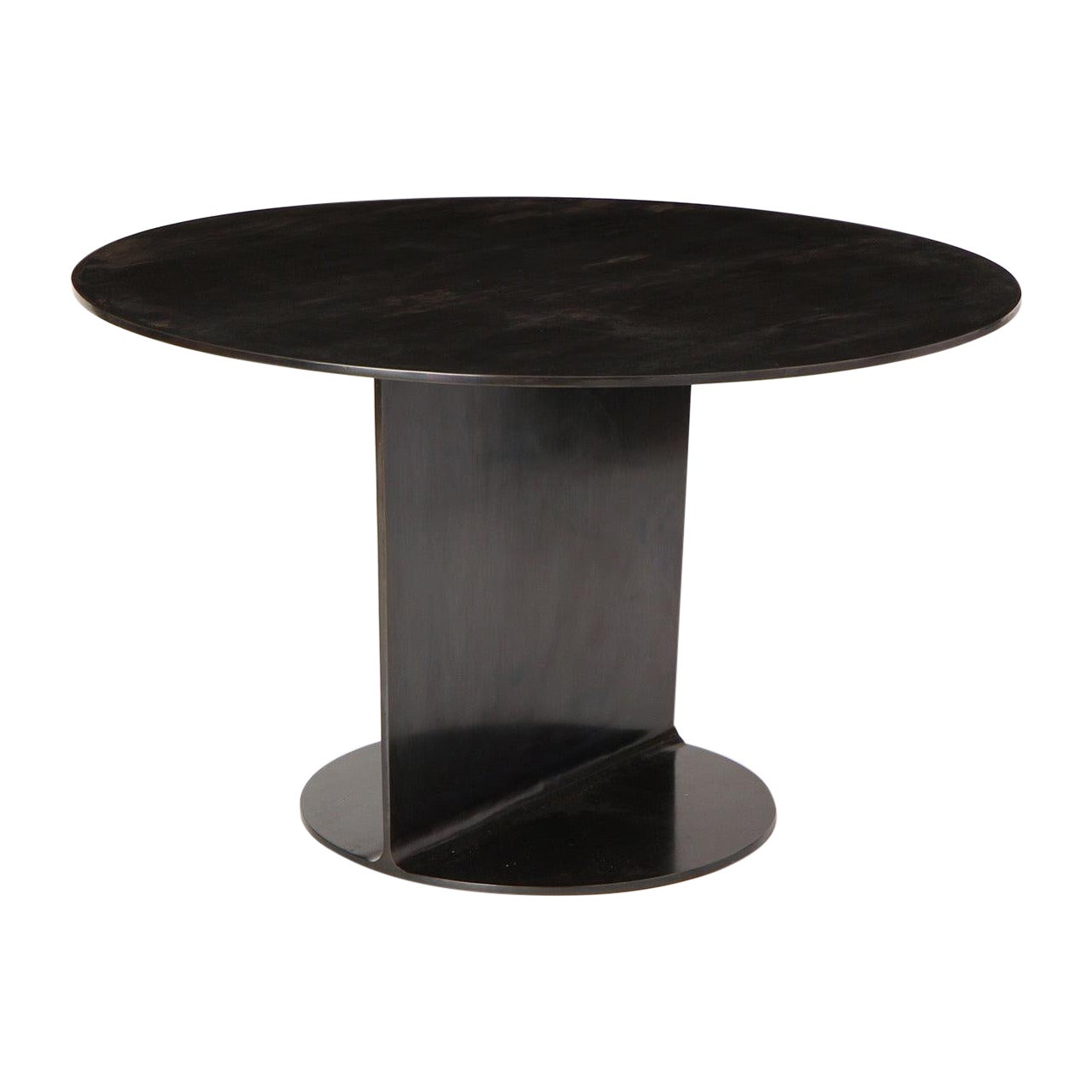 The 'Gong' Table en acier noirci, fabriquée sur commande en vente