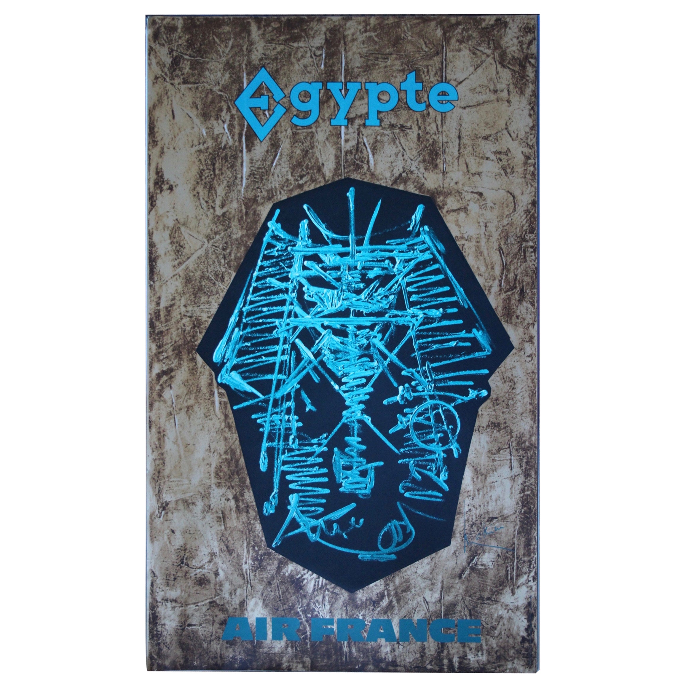 Georges Mathieu , Original Vintage Airline Poster, Air France, Egypt, 1967