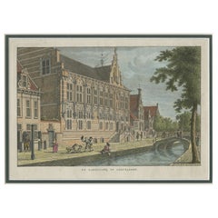 La Cancelleria di Leeuwarden, Olanda - Incisione originale colorata a mano del 1793