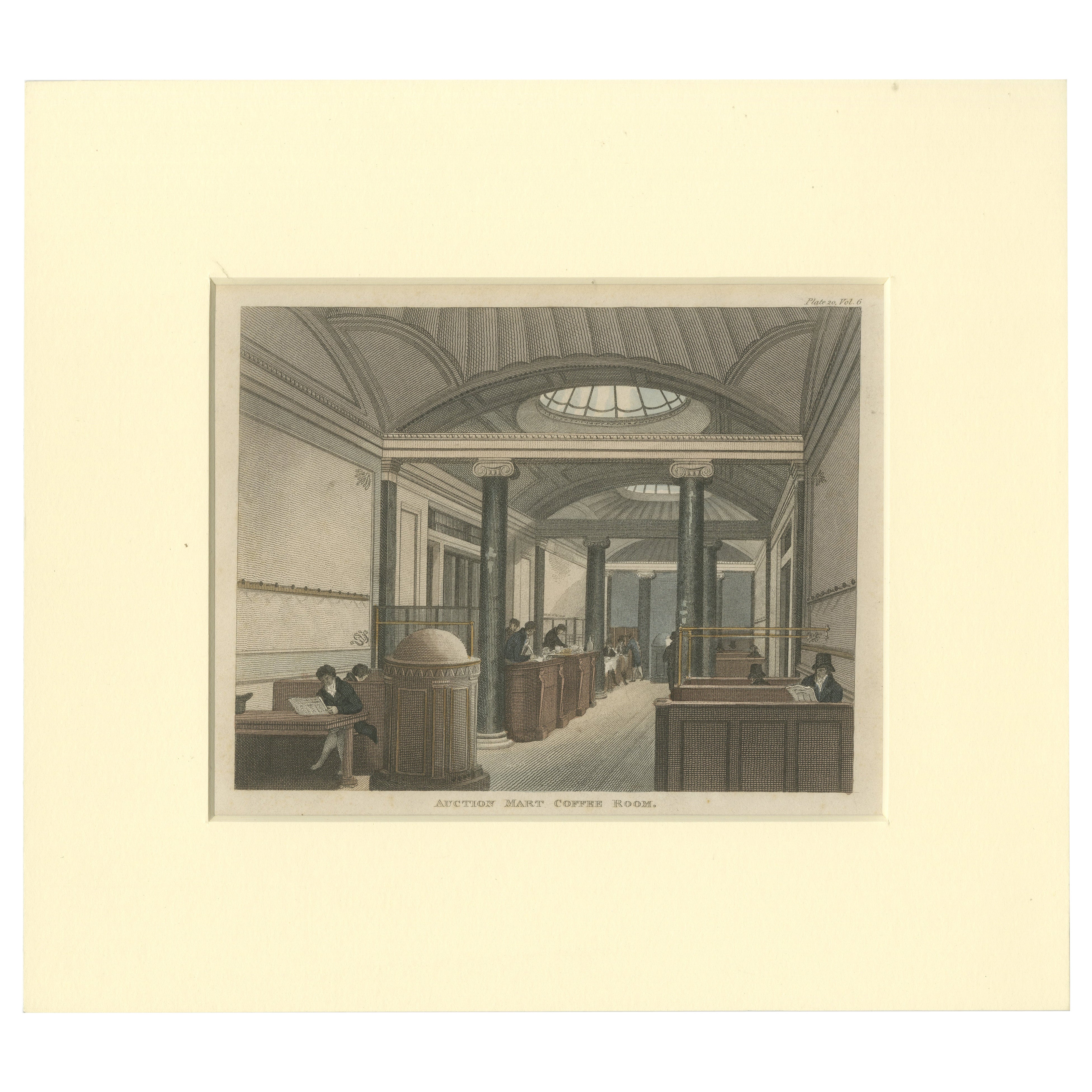 The Coffee Room at the Auction Mart, Bartholomew Lane, London – 1811 For Sale