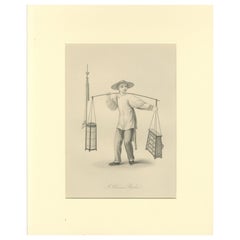 Antique A Chinese Barber – 1858 Engraving from The Chinese Empire Illustrated