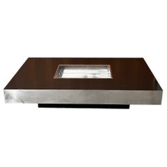 Retro Italian Design Table Basse Willy Rizzo En Bois Laqué Et Inox Willy Rizzo 1971