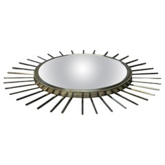 Modernist "Witch eye" convex mirror in brass, France 1960s