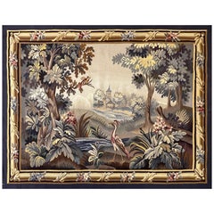 Antigüedades francesas, Tapiz verde siglo XIX de la manufactura Aubusson - N° 1025