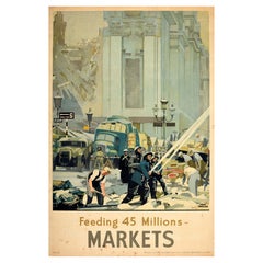 Original Vintage World War Two Poster Feeding 45 Millions Markets WWII F Taylor