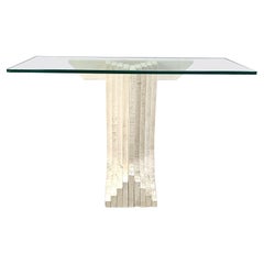 Vintage travertine console table in the manner of Carlo Scarpa , 1970s