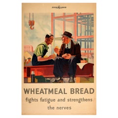 Poster di propaganda alimentare originale d'epoca Farina di grano Pane razionato WWII