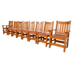 Stickley Mission Oak Arts & Crafts Dining Chairs, Set of Eight
